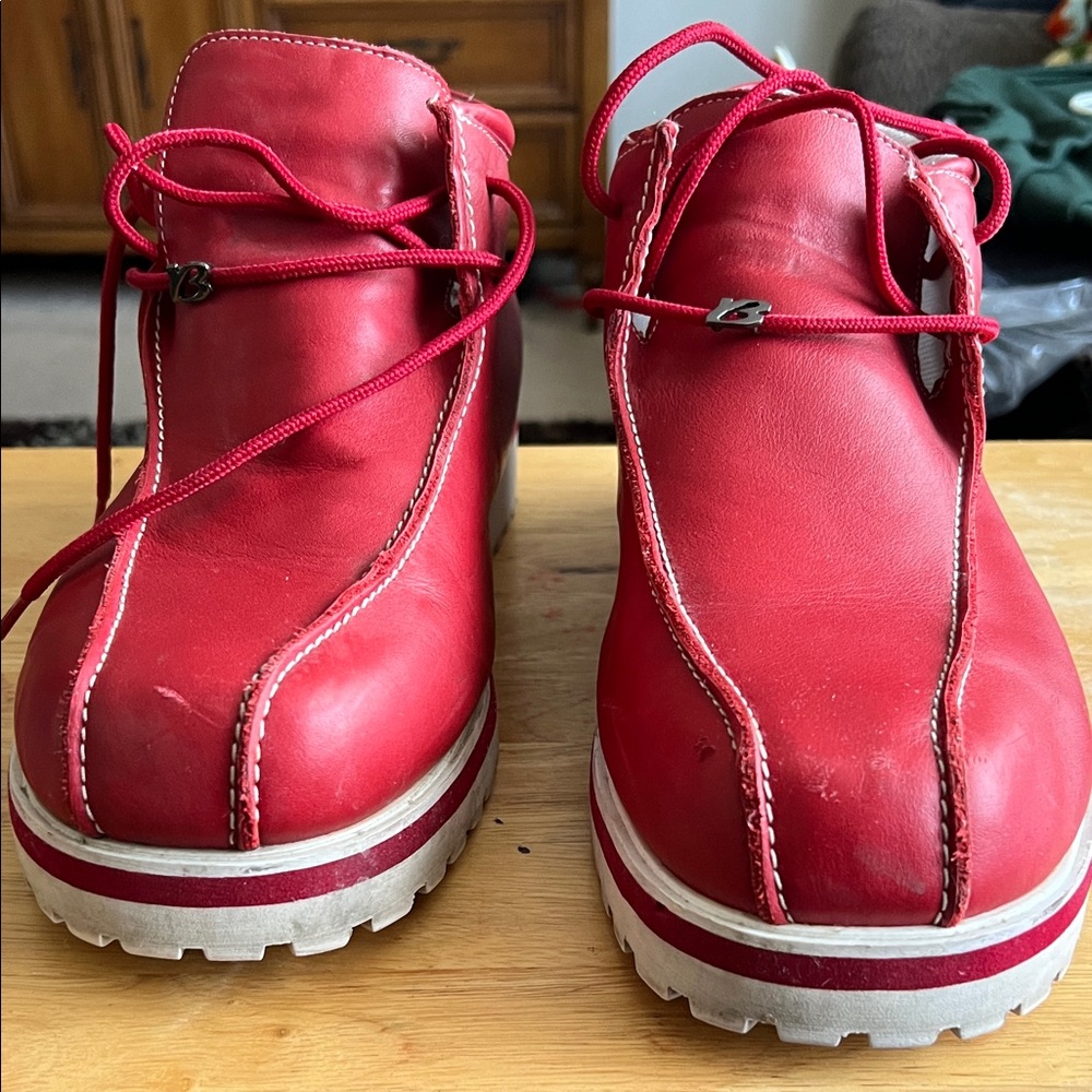 Red Leather B boots size 13